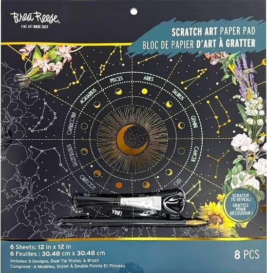 Brea Reese CELESTIAL Scratch Art Paper Pad 12" x 12" NEW