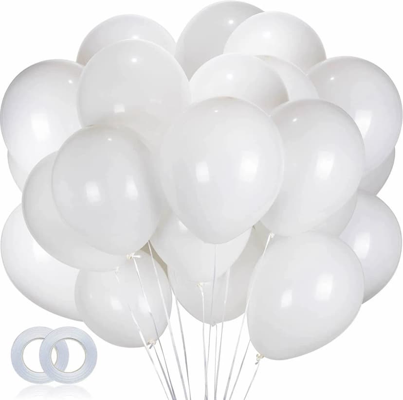 100 WEISSE LUFTBALLONS Helium Luft Party Deko Geburtstag Hochzeit Ballon Ø30m