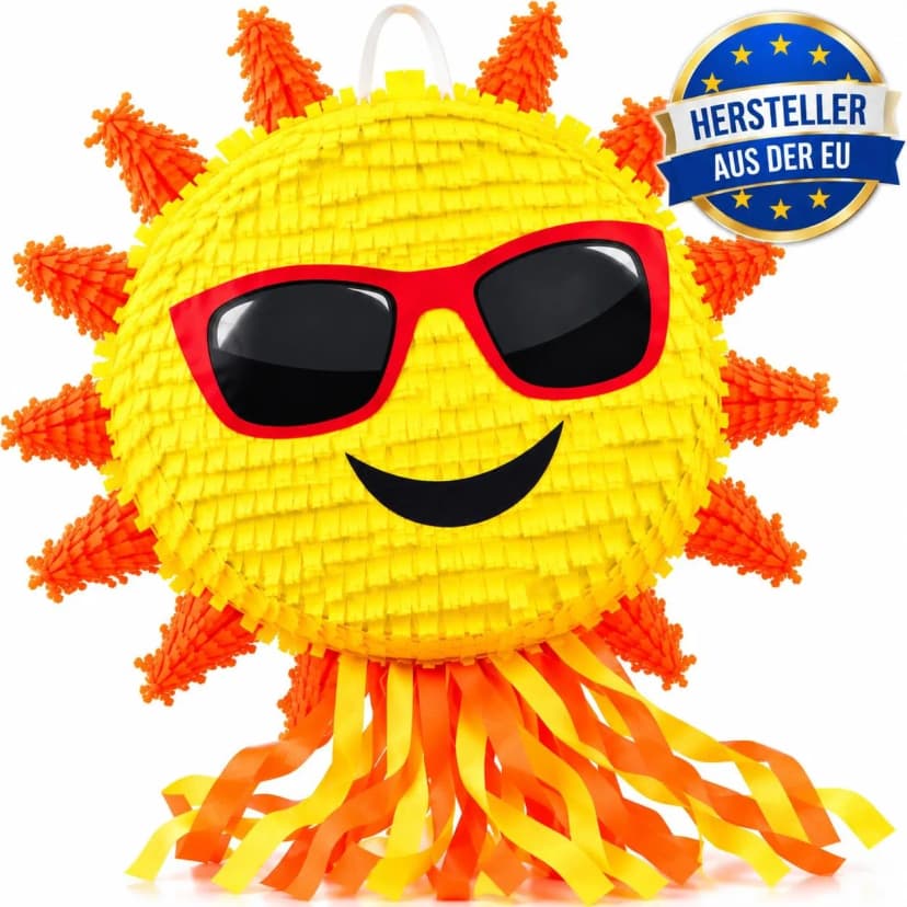 Sonnen Pinata 39 cm – Sun Sonne Partyspiel zum Befüllen für Kinder & Erwachsene