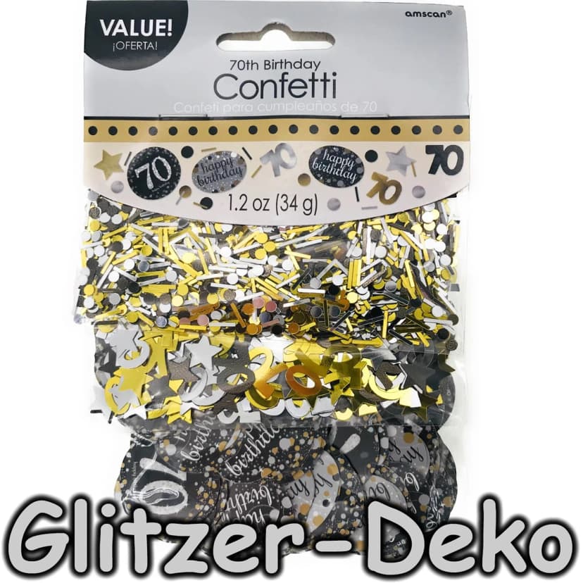 KONFETTI 70. GEBURTSTAG - Gold Silber Geburtstagsdeko Deko Tischdeko Streudeko