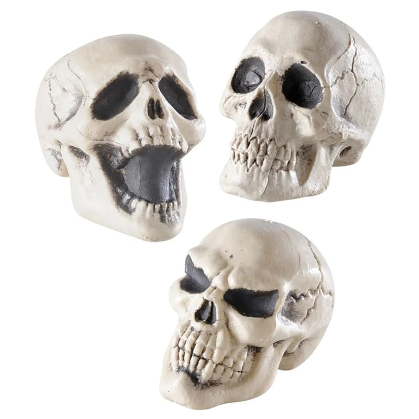 3 Totenköpfe als Deko für Halloween Grusel Party Karneval Totenkopf Skull - 12cm