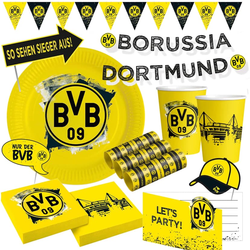 BORUSSIA DORTMUND - BVB 09 Party Geschirr Deko Kindergeburtstag Fußball Kinder