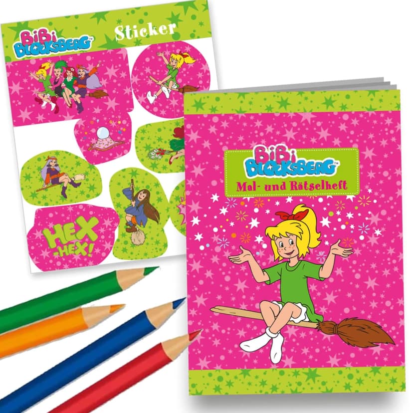 Mitgebsel-Set BIBI BLOCKSBERG Rätselheft + Sticker + Buntstifte Kindergeburtstag