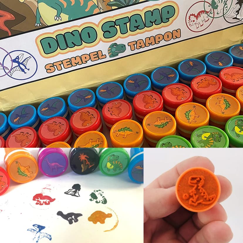 10 DINO STEMPEL - T-Rex Dinosaurier Kinder Stempelset Kindergeburtstag Mitgebsel