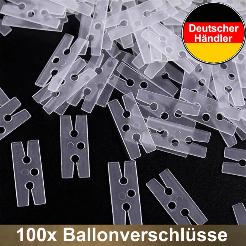 100 BALLON VERSCHLÜSSE CLIPS Luftballons Ballons Schnellverschlüsse Ballonclips