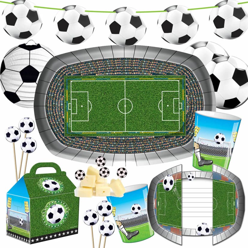FUSSBALL STADION EM 2028 WM Geschirr Deko Mitgebsel Kindergeburtstag Set Party