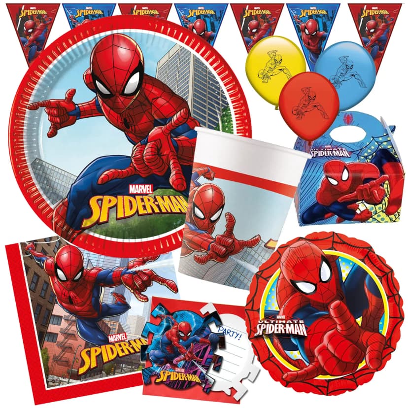 SPIDERMAN - Geschirr Deko Kindergeburtstag Spider-Man Superhelden Geburtstag Set