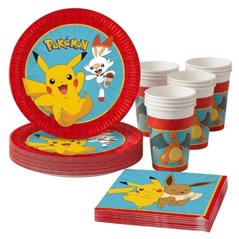 Party-Set POKEMON - NEXT GENERATION Geschirr Deko Kinder Geburtstag - 36 Teile