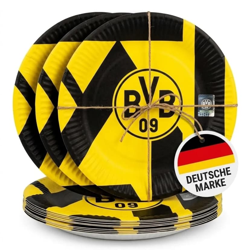 8 Partyteller BVB 09 BORUSSIA DORTMUND Party Deko Geburtstag Fußball Pappteller