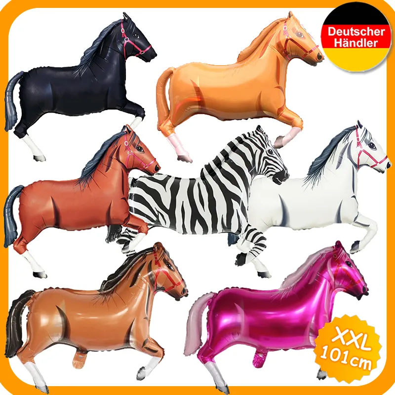 XXL PFERDE FOLIENBALLONS - Pony Horses Ballon Party Deko Kindergeburtstag Helium