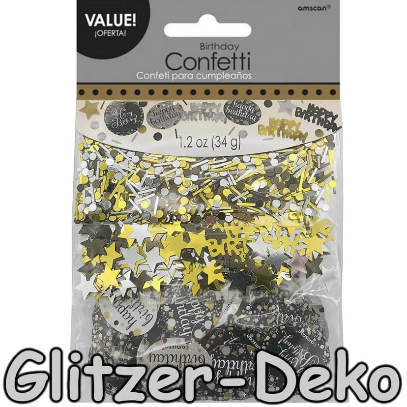 1000x HAPPY BIRTHDAY KONFETTI - Gold Silber Deko Tischdeko Geburtstag Party