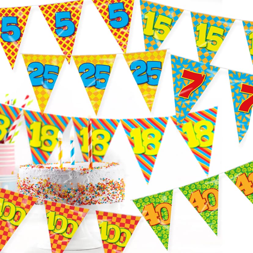 ZAHLEN WIMPELKETTE GEBURTSTAG -10m Girlande Party Deko Kindergeburtstag Jubiläum