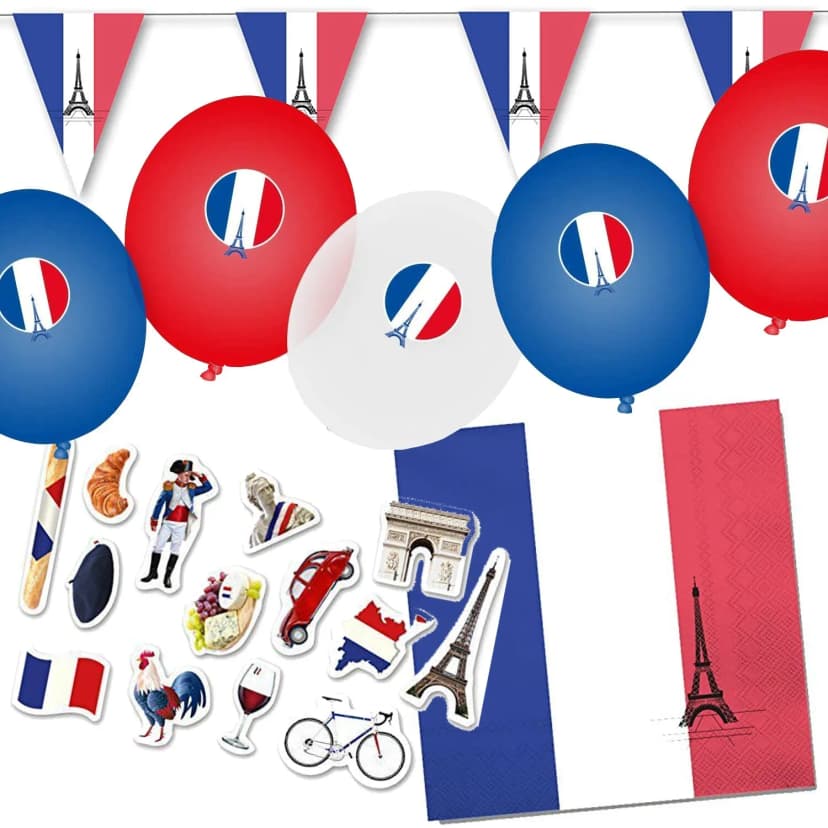 FRANKREICH PARTY SET - 72tlg. Deko Länderparty Mottoparty Party France EM 2028