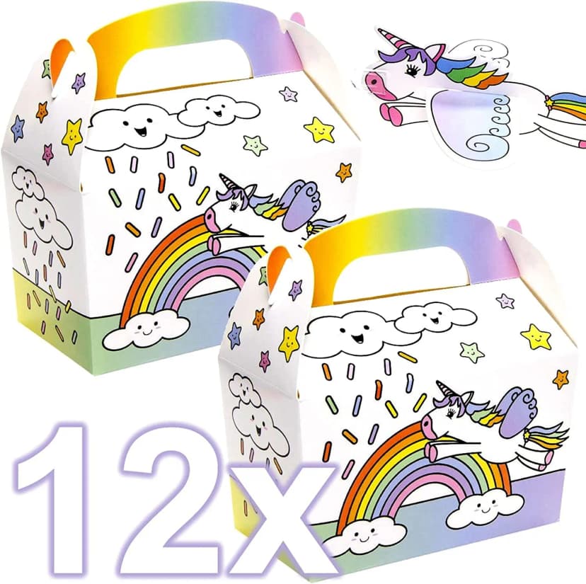 12 GESCHENKBOXEN EINHORN - Mitgebsel Kindergeburtstag Einhörner Geburtstag Set