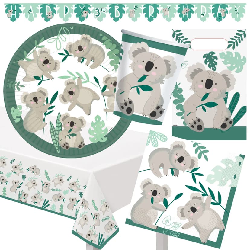 KOALA PARTY - Geschirr Deko Wildnis Zoo Tiere Kindergeburtstag Kinder Geburtstag