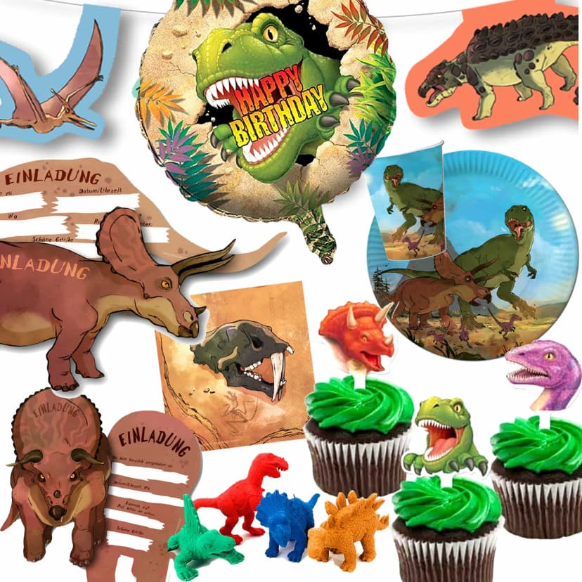 DINOSAURIER - Geschirr Deko Mitgebsel Dino Kindergeburtstag Dinos Kinder Party D
