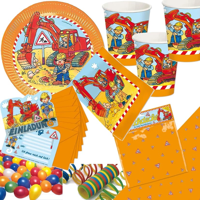 BAUSTELLE BAGGER KINDERGEBURTSTAG - Deko Kinder Geburtstag Party - 1€ je Artikel