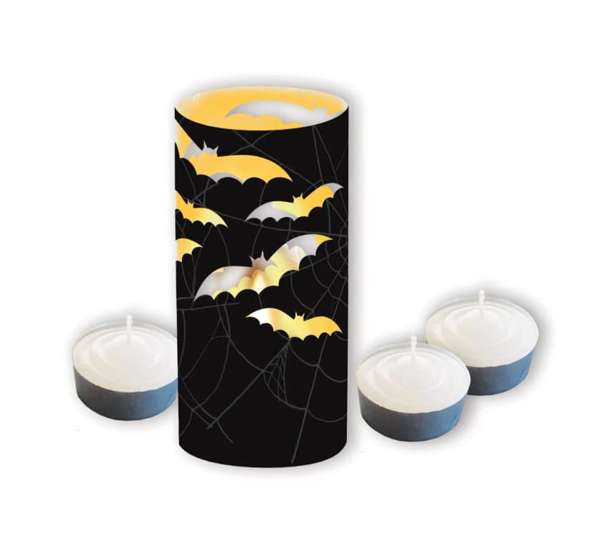 8 Windlichter FLEDERMAUS für Kerzen Deko Halloween Grusel Party Candle Wrap Bat