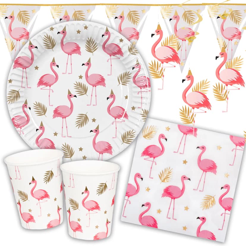 FLAMINGO - Geschirr Deko Sommerparty Gartenparty Kinder Geburtstag Party Feier