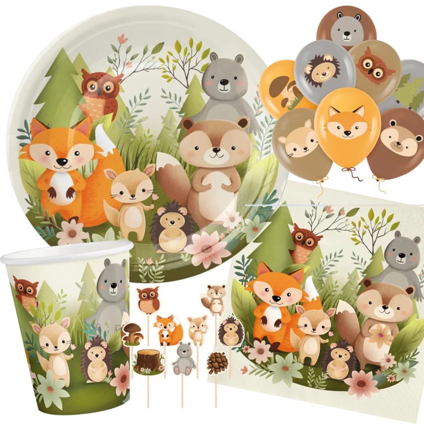 WALDTIERE KINDERGEBURTSTAG - Geschirr Deko Wald Tiere Geburtstag Party Waldparty