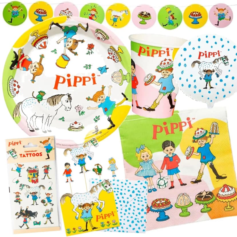 PIPPI LANGSTRUMPF - Geschirr Deko Kindergeburtstag Geburtstag Kinder Party Set