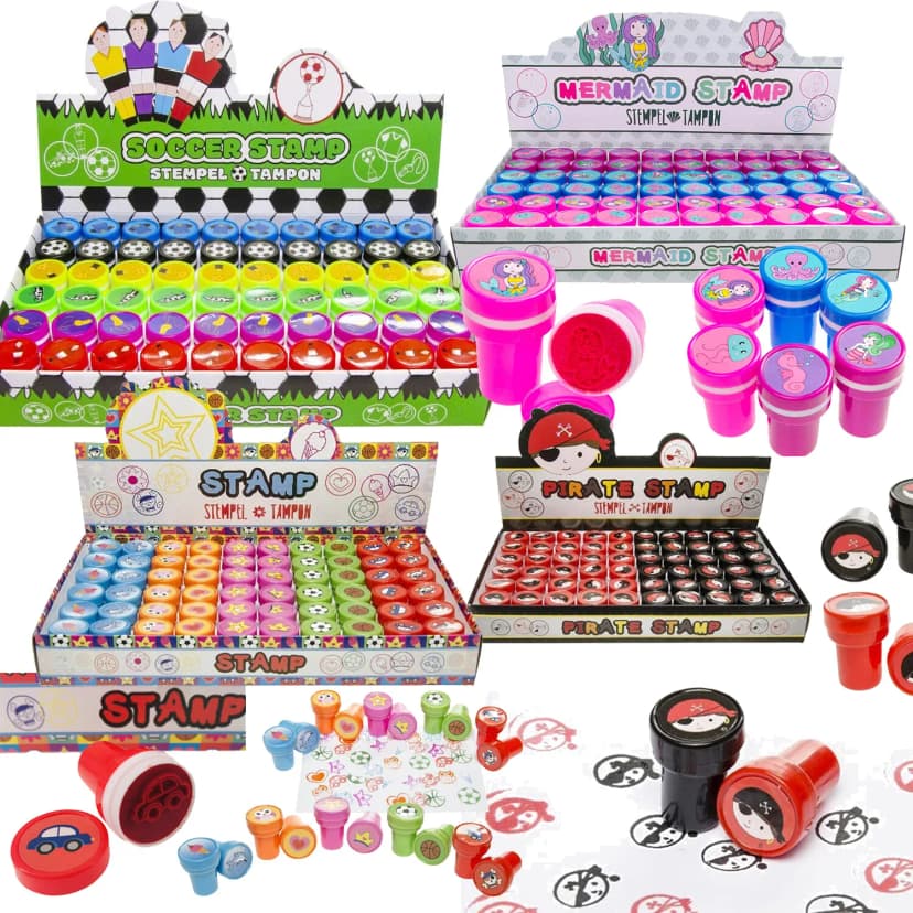 6 - 60 KINDER STEMPEL - Motivstempel Stempelset Kindergeburtstag Mitgebsel Set