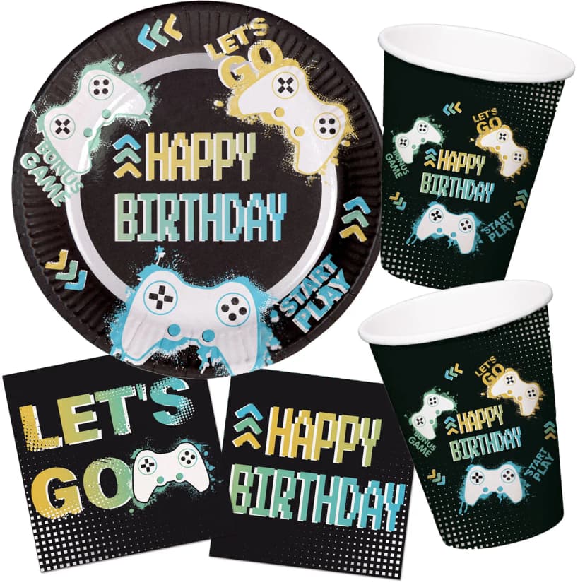 GAMING GEBURTSTAG - Geschirr Deko Kindergeburtstag Party Gamer Zocker Mottoparty