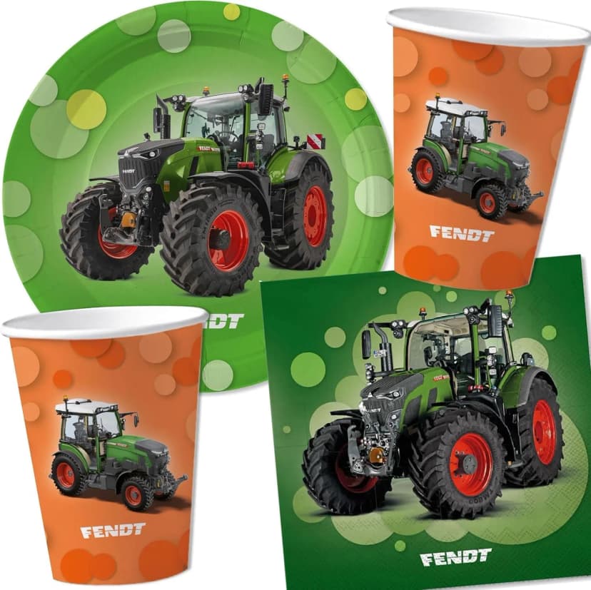 40 Teile Party-Set FENDT TRAKTOR mit Teller Becher Servietten Party Geburtstag