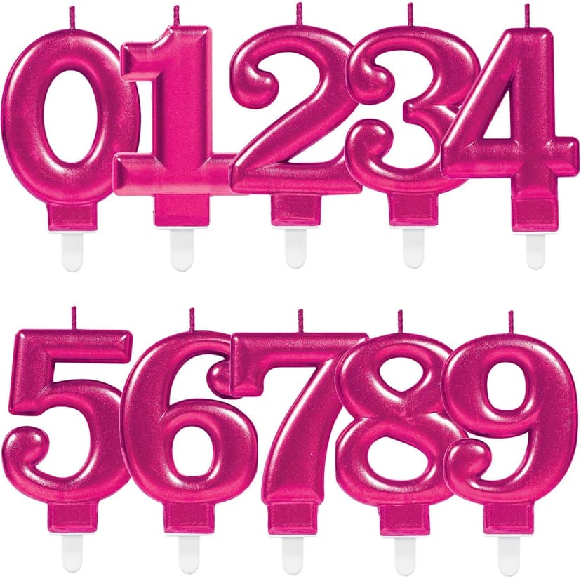 KUCHEN KERZEN PINK - Zahlen Kerze Deko Geburtstag Jubiläum Kinder Party Steckfuß