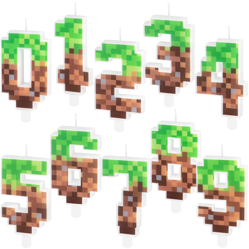 Zahlenkerzen PIXEL Kerzen Deko Kindergeburtstag Party Kuchenkerze Tortendeko