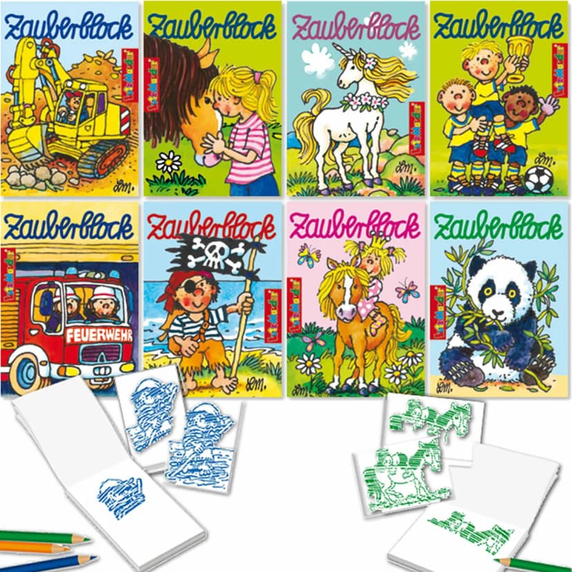 8 Zauberblöckchen + Stifte Malbuch Mitgebsel Kinder Kindergeburtstag Lutz Mauder