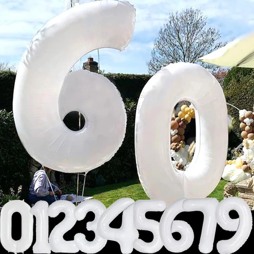 FOLIENBALLONS ZAHLEN WEISS - Hochzeit Ballons Party Deko Helium Geburtstag