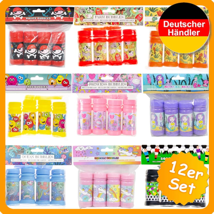 Seifenblasen Bubbles Kinder 12x Mitgebsel Geschenke Kindergeburtstag Geburtstag