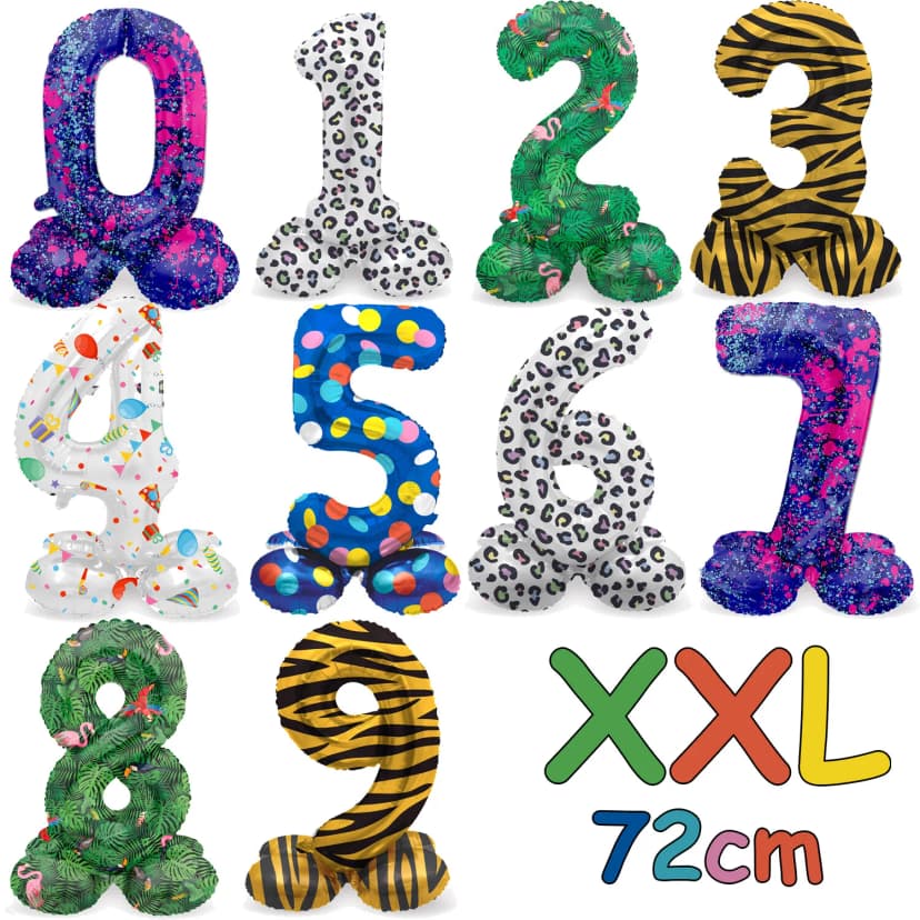 XXL FOLIENBALLON - Stehende Folienballons 72cm Geburtstag Party Zahl Ballon Deko