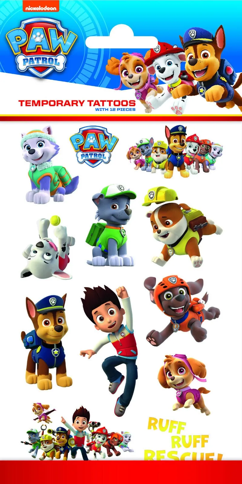 12 Tattoos PAW PATROL Kinder Mitgebsel Geschenk Kindergeburtstag Kindertattoo