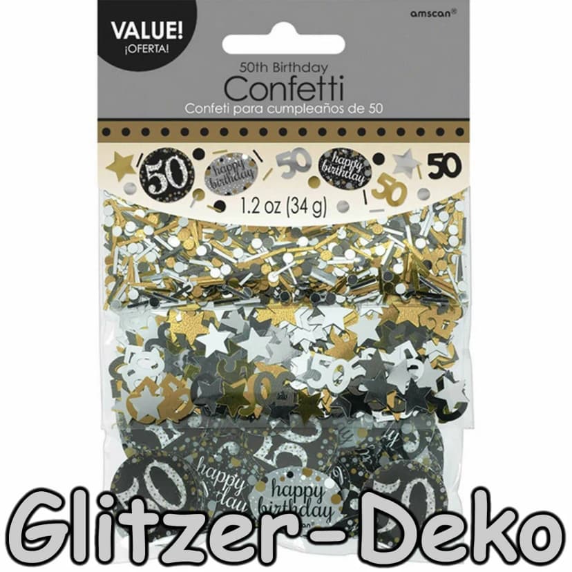 KONFETTI 50. GEBURTSTAG - Gold Silber Geburtstagsdeko Deko Tischdeko Streudeko