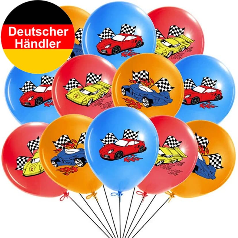 RACING CARS LUFTBALLONS Kindergeburtstag Rennautos Ballons Party Deko Geburtstag