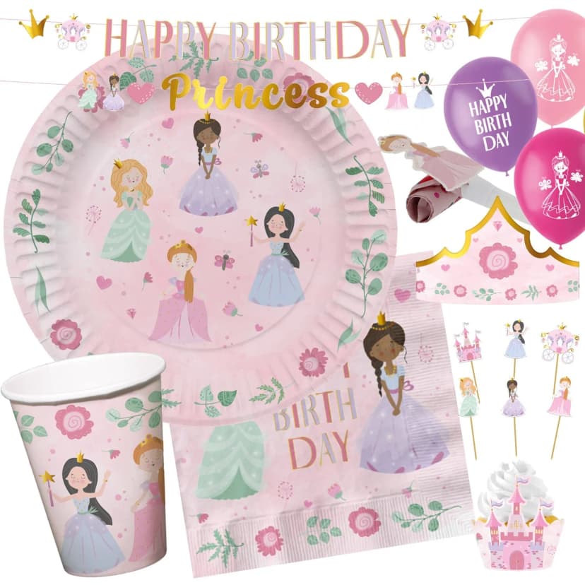 PRINZESSIN PARTY - Geschirr Deko Mitgebsel Pinzessinen Kindergeburtstag Princess