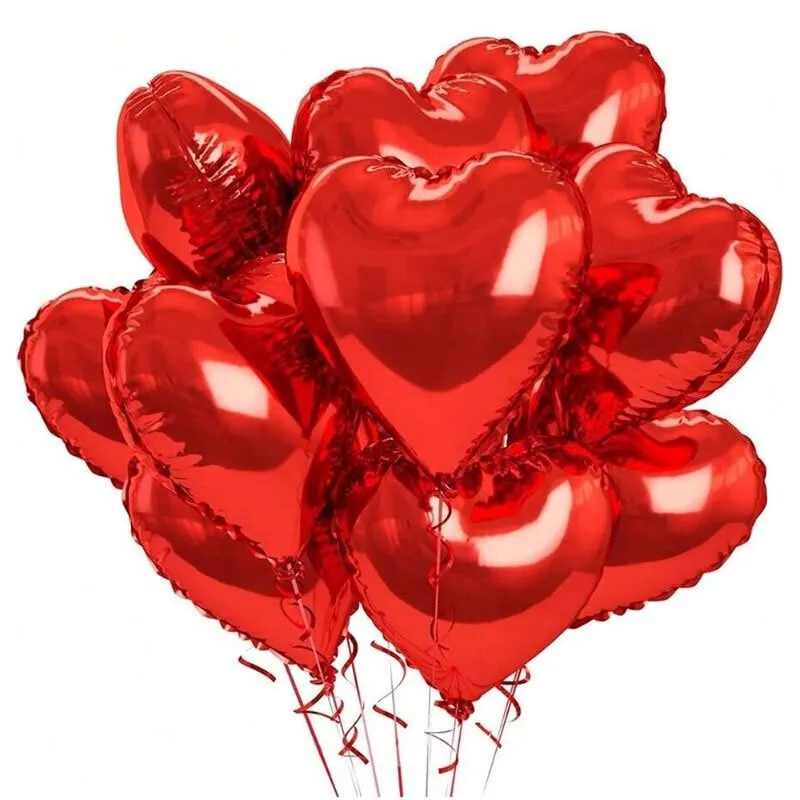 10 Folienballons ROTES HERZ Valentinstag Hochzeit Geburtstag Ballon Liebe - 45cm