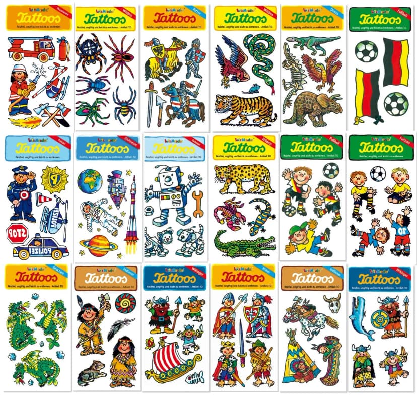 JUNGEN TATTOOS - Tattoo Set Mitgebsel Kindergeburtstag Kinder Party Lutz Mauder