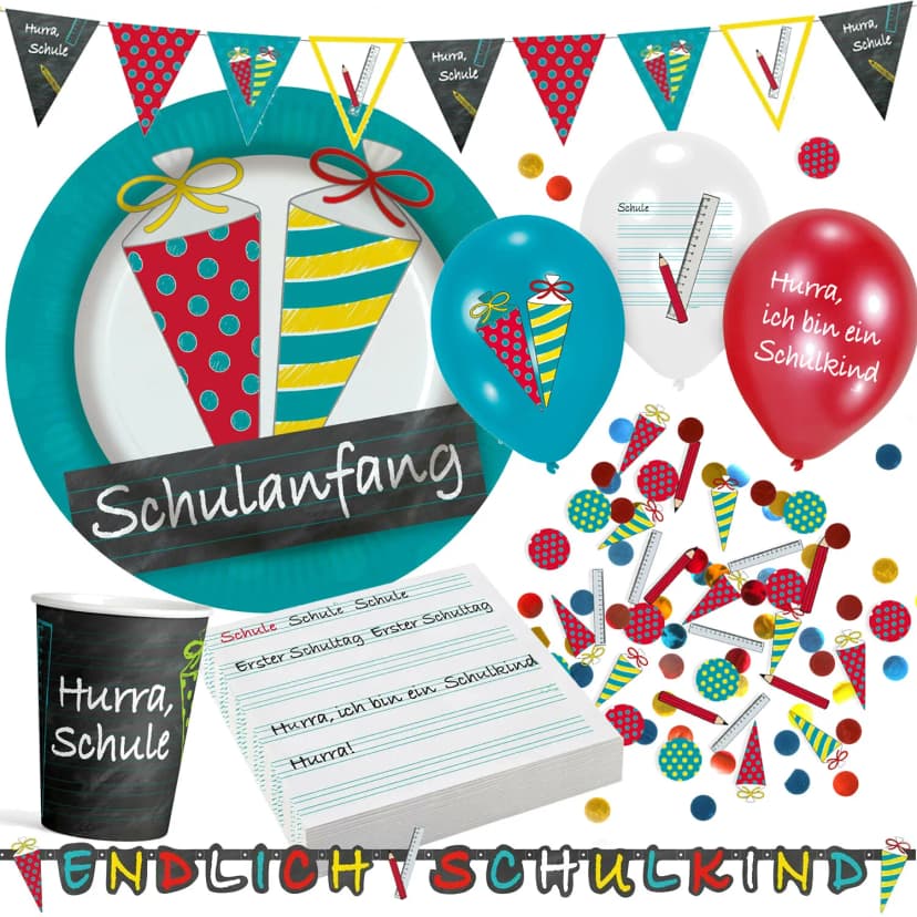 SCHULANFANG - Tischgeschirr Deko zum Einschulung Schulstart Schule ABC Schultüte