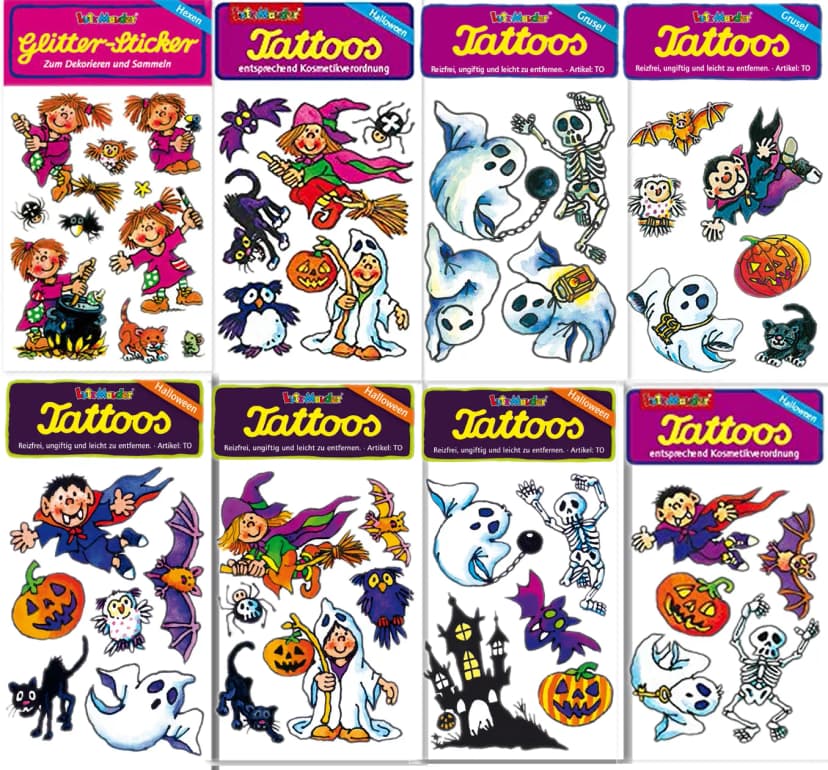 HALLOWEEN KINDER TATTOOS - Tattoo Mitgebsel Geburtstag Kürbis Party Lutz Mauder