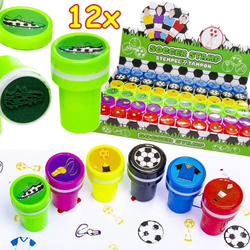 12 FUSSBALL STEMPEL - Fußball Stempelset Soccer Kindergeburtstag Party Mitgebsel