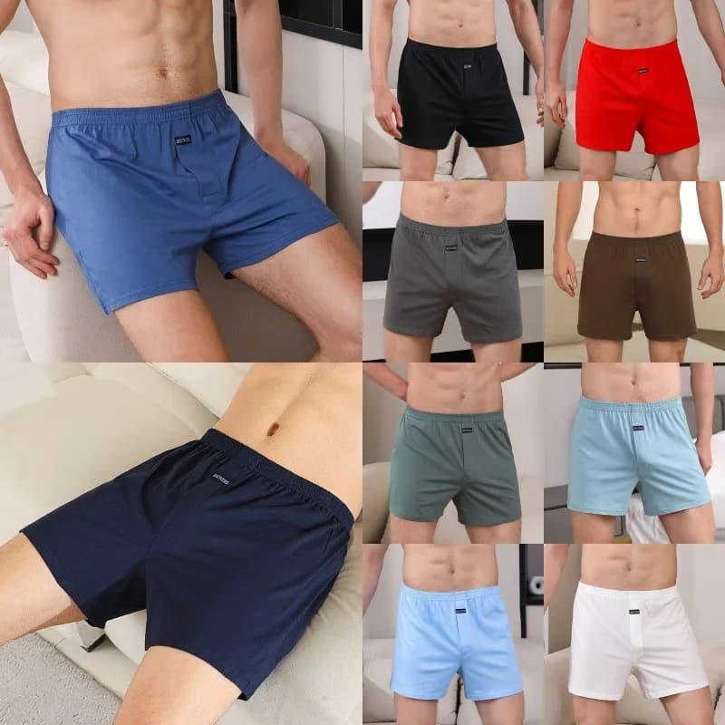 Schlafanzughose Herren Kurz Baumwolle Pyjamahose Shorts 11 Farboptionen M-XXXL