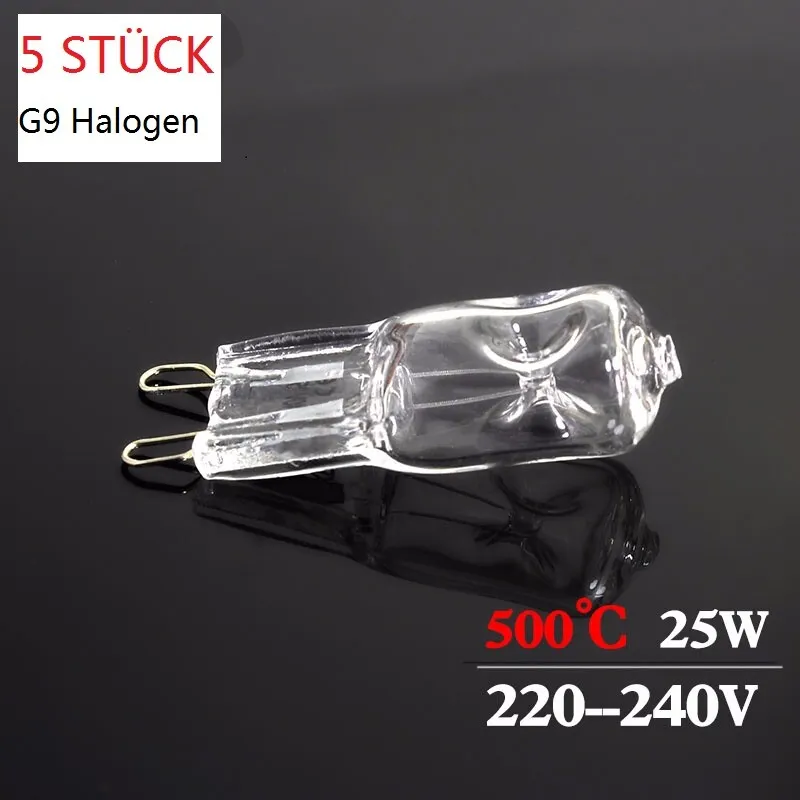 5 STÜCK Backofenlampe G9 Halogen Kapsel 500°C Ofen Lampe Neu