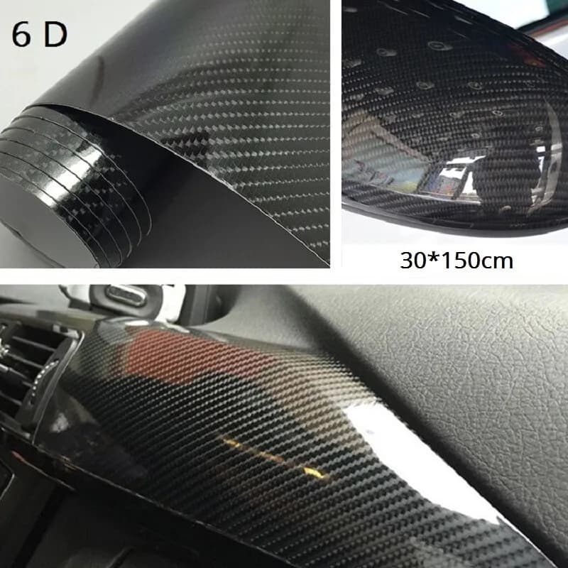6D Carbon Folie Blasenfrei Autofolie Glanz Schwarz KFZ Klebe Folie 30*150CM Neu