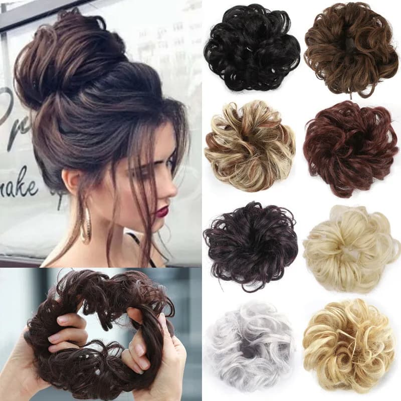 Scrunchie Echt Messy Haargummi Haarverlängerungen Haarteil Dutt Bun Natürlich