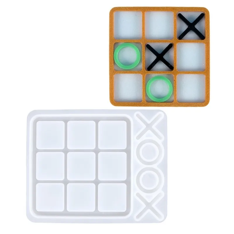 1x/2x Silikonformen Gießformen für DIY Tic Tac Toe Gesellschaftsspiel Tischspiel