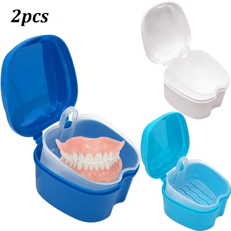 2x Gebissdose Prothesendose Zahnspangendose Dentalbox für Zahnersatz/Zahnspangen