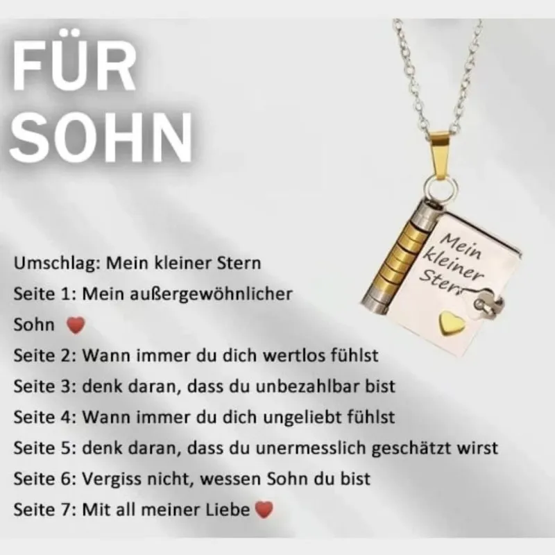 Mein kleines Stern Anhänger Halskette für Tochter Sohn Öffnen Seiten Buchform